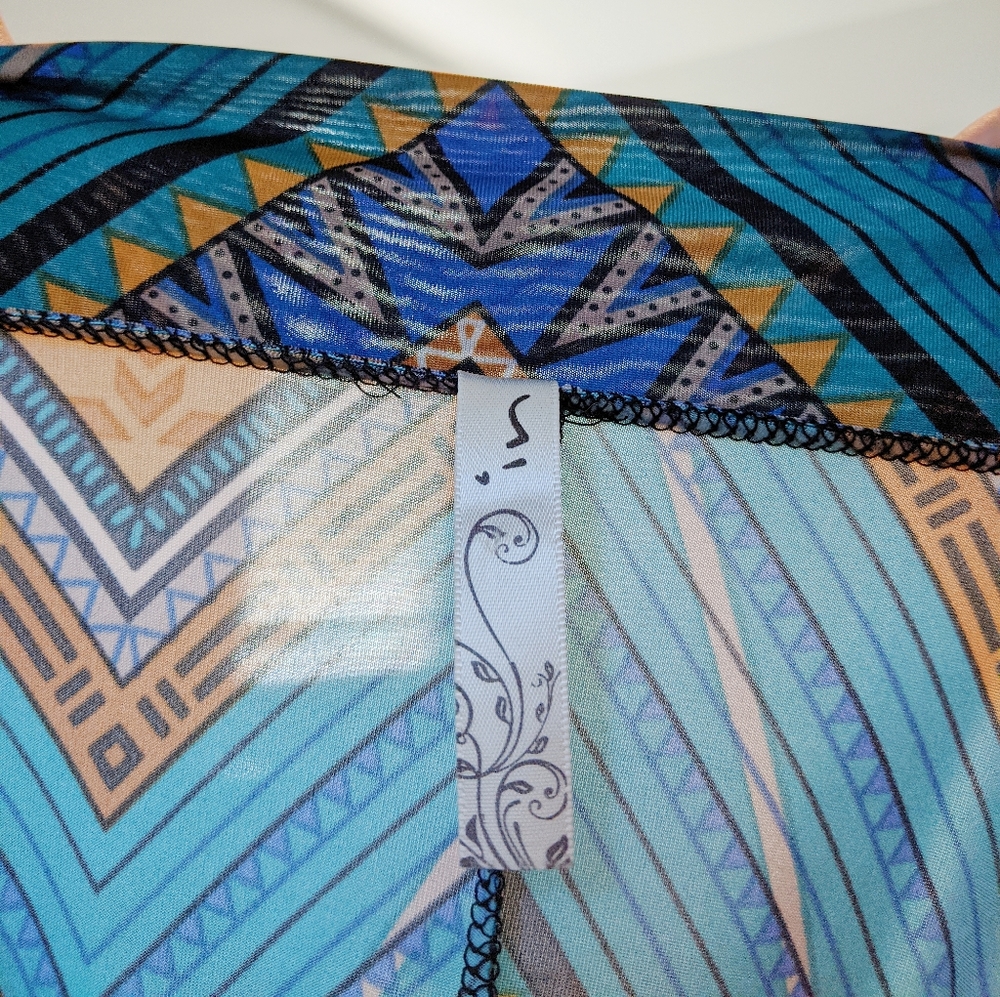 IN silk chevron maxi skirt blue black size small - Picture 3 of 5